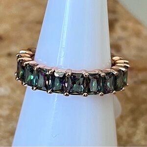 Bomb Party RBP5036 Special Part of Me Rainbow Topaz on Rose Gold Band Ring